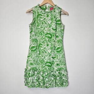 Lilly Pulitzer Jubilee Lovell Shift Dress Green White Floral Jacquard Size 0